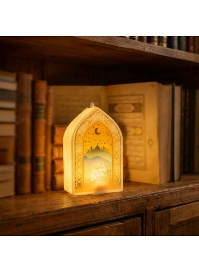 Set of 3 Ramadan Decorative LED Lanterns – Includes Crescent Moon, Islamic Arch & Circular Globe – Desktop & Hanging Night Lights for Ramadan Kareem Decor (12 x 8 cm) - Image 4